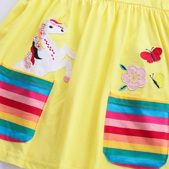 Yellow cute cartoon unicorn toddler dress .size 2- 3 years - Picture 3 of 4
